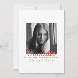 Invitación 2 Foto Graduación Minimalista Moderna Simple