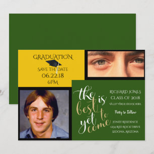 Invitación 2 FOTOGRAFÍA y ELEGIR COLOR Graduación Verde Amari