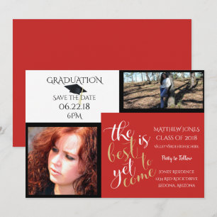 Invitación 2 FOTOGRAFÍA y ELIJA COLOR Graduación de color roj