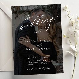 Invitación 2 fotos boda de escritura elegante y elegante