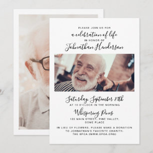 Invitación 2-Fotos Celebración de la Vida/Funeral/Recuerdo