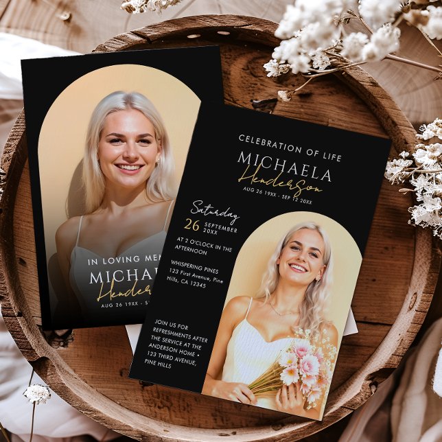 Invitación 2 Fotos del Arco Celebración de la Vida/Funeral/Me (Subido por el creador)