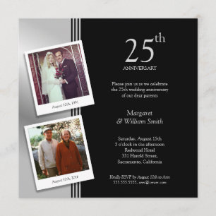 Invitación 2 Fotos Fiesta de Bodas de Plata 25 Aniversario de