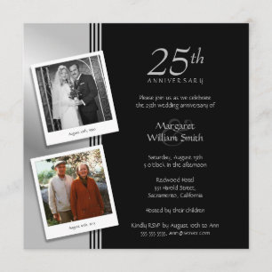Invitación 2 Fotos Fiesta de Bodas de Plata 25 Aniversario de
