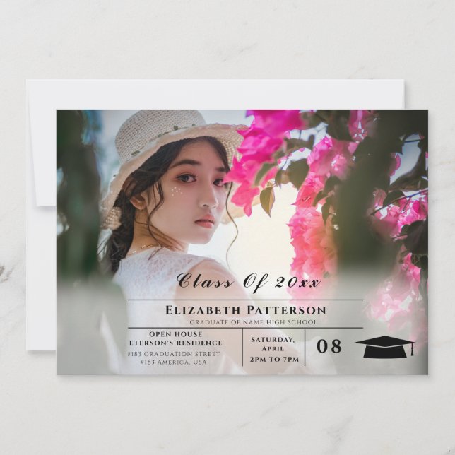 Invitación 2 Fotos Graduación sencillo y elegante guión (Anverso)