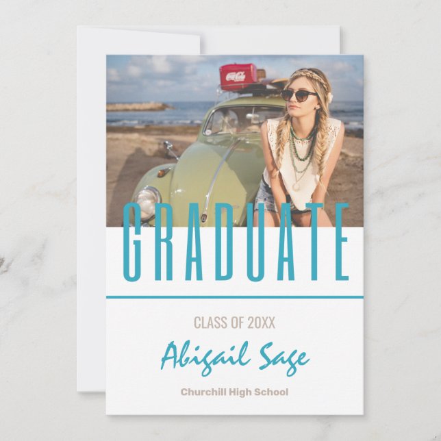 Invitación 2 Graduación de playa moderna de moda fotográfica (Anverso)