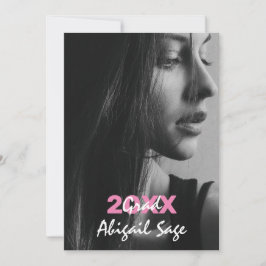 Invitación 2 Graduación moderna de moda en rosa y blanco