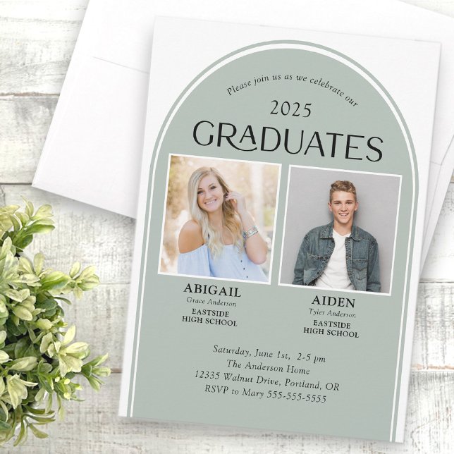 Invitación 2 Graduados De Doble Graduación Del Arco Verde Mas (Subido por el creador)