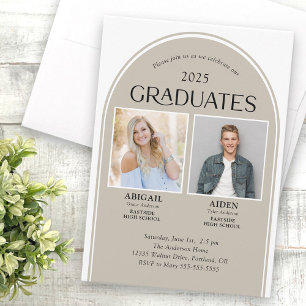 Invitación 2 Graduados Tan Arch Doble Graduación