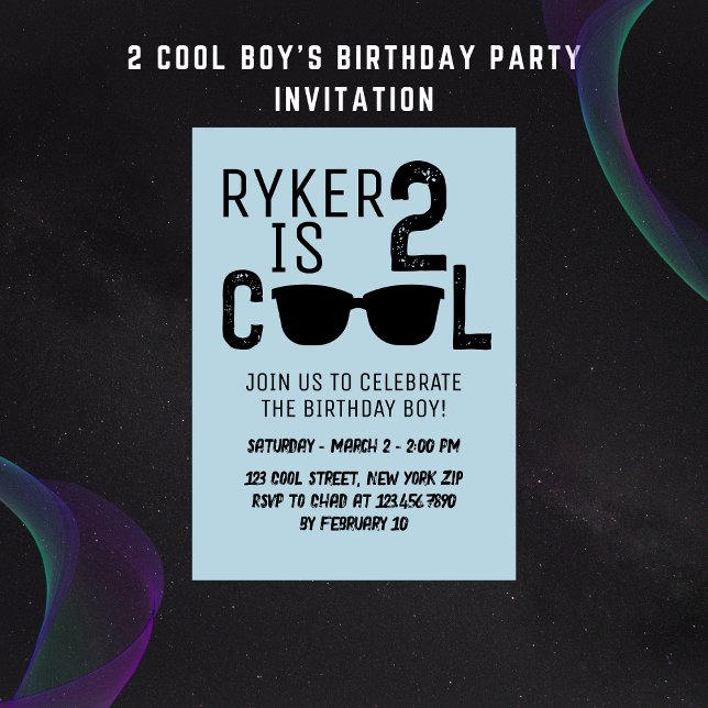 Invitación 2 Guay Retro Gafas de Sol Niño Segundo Cumpleaños (Subido por el creador)