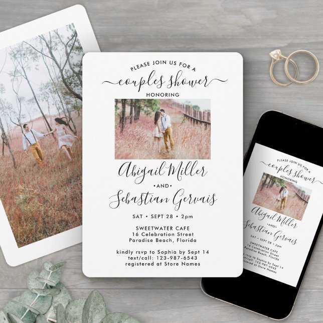 Invitación 2 Moda de foto de parejas de boda ducha guión mode (Subido por el creador)