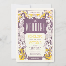 Invitación 2 Mujeres y Lilies Boda de estilo Letterpress