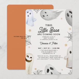 Invitación 2 Pequeños cerdos neutrales Halloween Baby Shower