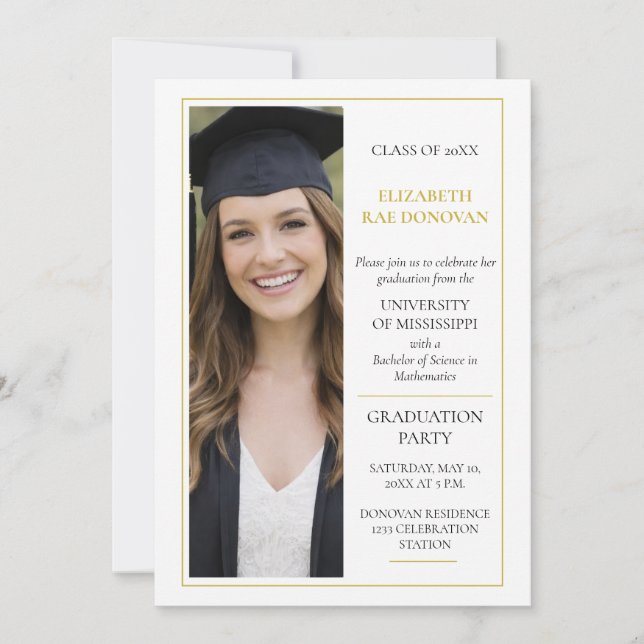 Invitación 2-Photo Elegant Minimalist Graduation Party |  (Anverso)