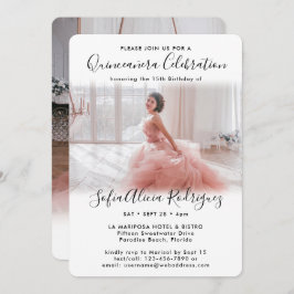 Invitación 2 Photo Quinceanera Elegant Script 15th Birthday