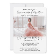 2 Photo Quinceanera Elegant Script 15th Birthday