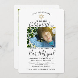 Invitación 2 Photo Virtual Zoom Bar Mitzvah Modern Livestream