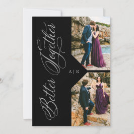 Invitación 2 Photos Collage Silver Whimsical Luxury Modern