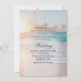Invitación *~* 2 - Sunrise Pastel Beach Sunset Boda