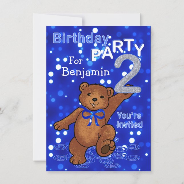 Invitación 2da fiesta de cumpleaños de baile de los osos para (Anverso)