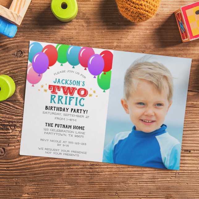 Invitación 2da foto del azul del globo del cumpleaños de (Subido por el creador)