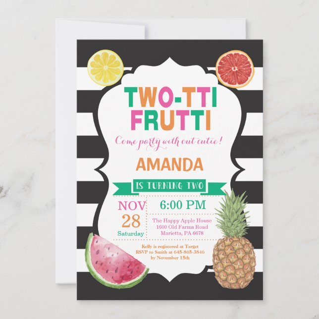 Invitación 2do Bday de la fiesta de cumpleaños de (Anverso)
