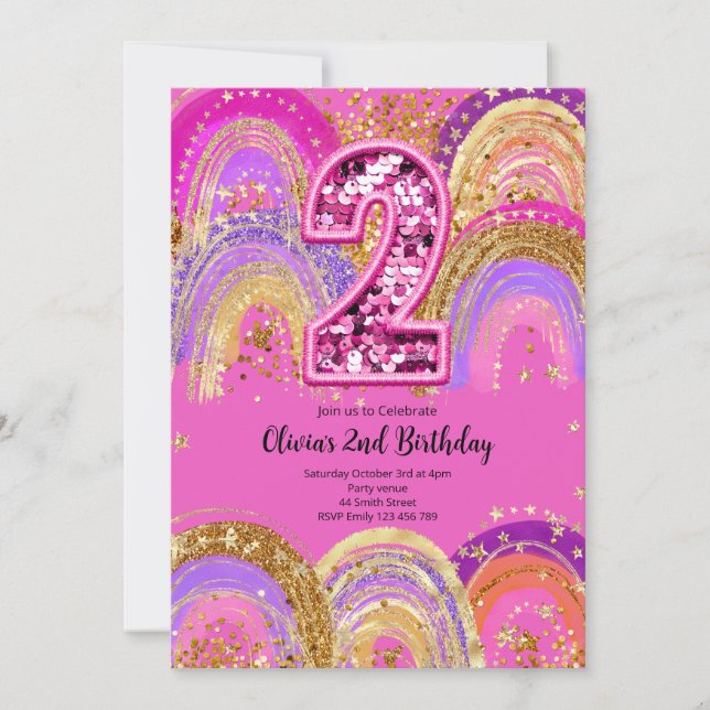 Invitación 2nd Birthday Girls Invitation (Anverso)