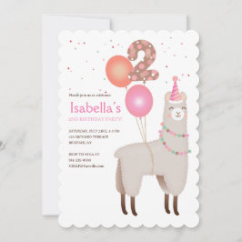 Invitación 2nd Birthday Llama Invitation