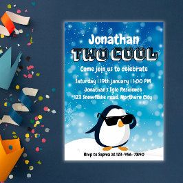 Invitación 2nd Birthday Two Cool Penguin Boy