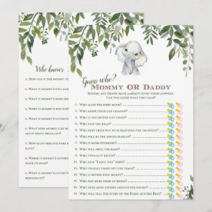 Invitación 2x Juegos Elephant Baby Shower 5x7" Tamaño