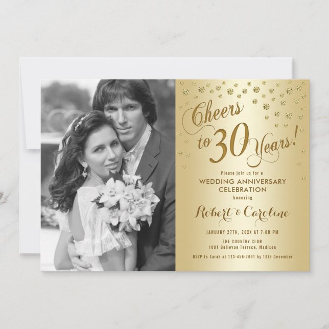 Invitación 30º Aniversario con Foto - Oro (Anverso)