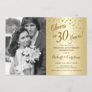 Invitación 30º Aniversario con Foto - Oro