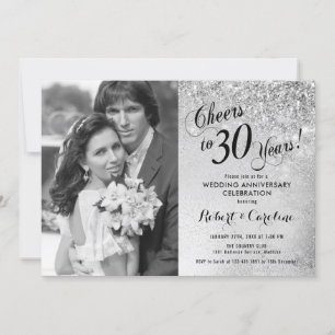 Invitación 30º Aniversario con Foto - Plata