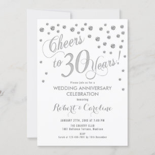Invitación 30º Aniversario de Boda - Blanco Platea