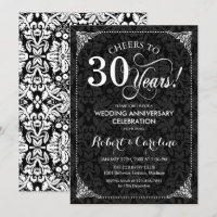 30º Aniversario de Boda - Damask Blanco Negro