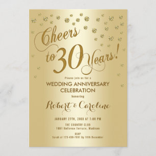 Invitación 30º Aniversario de Boda en Dorado