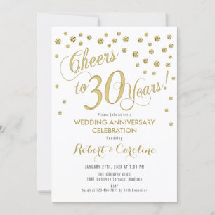 Invitación 30º Aniversario de Boda - Oro y Blanco