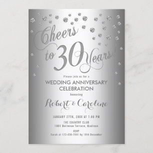 Invitación 30º Aniversario de Boda - Plata Elegante