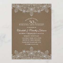 Invitación 30º Aniversario de Boda Rústico Oscuro Arpillera E