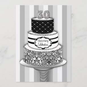 Invitación 30º Aniversario de Boda, Torta de 3 pis