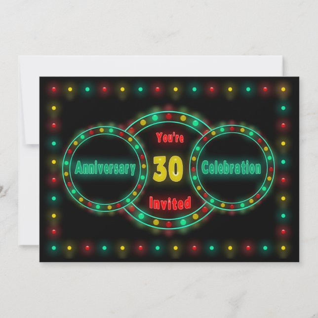 INVITACIÓN 30º ANIVERSARIO DE BODAS - LUCES DE NEÓ (Anverso)
