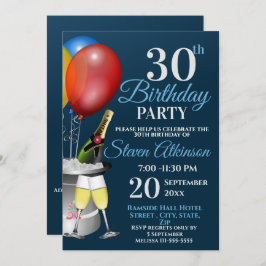 Invitación 30.ª Celebración de cumpleaños Fiesta de vino espu