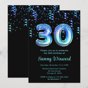Invitación 30.ª celebración de globos oceánicos con confetti