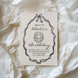 Invitación 30.ª Coqueta De Mano De Oro Ilustrada Cumpleaños