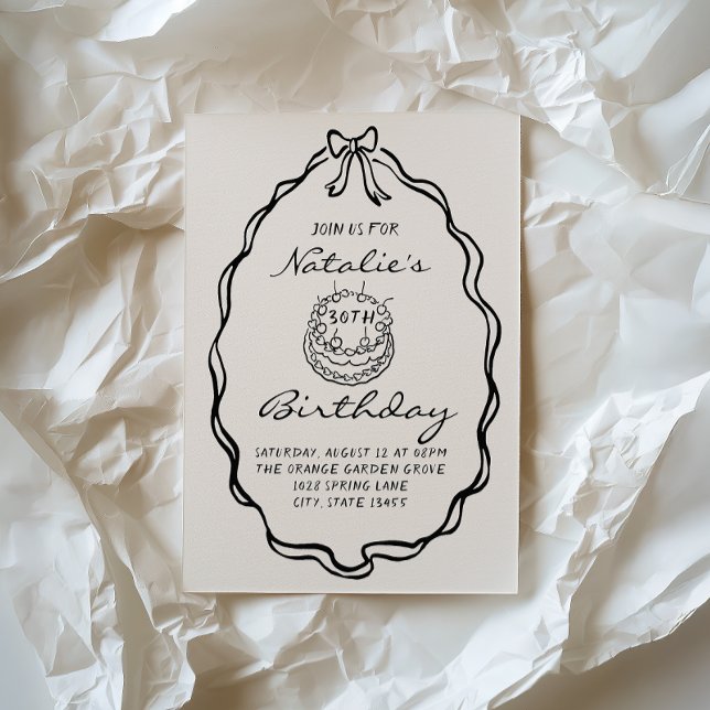 Invitación 30.ª Coqueta De Mano De Oro Ilustrada Cumpleaños (Subido por el creador)