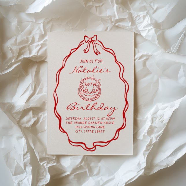 Invitación 30.ª Coqueta De Mano De Oro Ilustrada Cumpleaños (Subido por el creador)