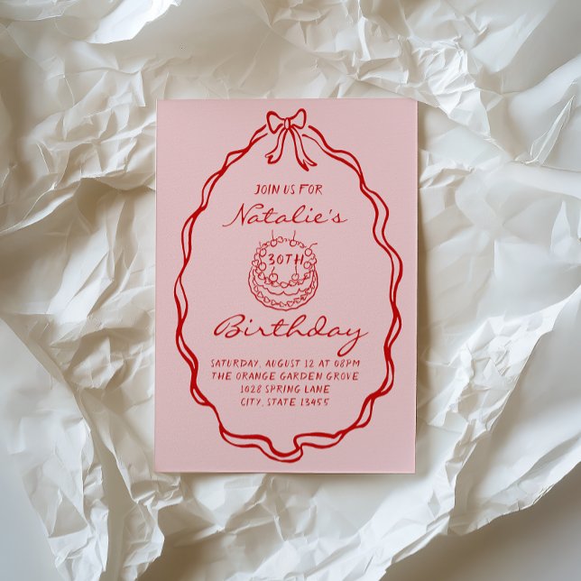 Invitación 30.ª Coqueta Destilada A Mano Treinta Cumpleaños (Subido por el creador)