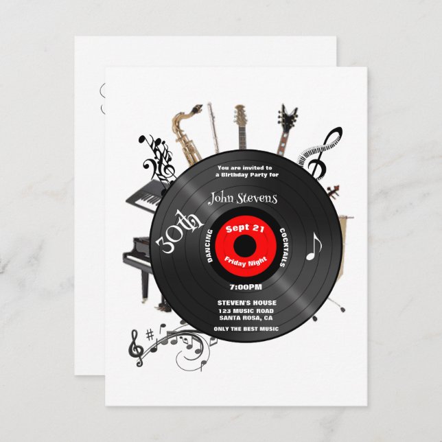 Invitación 30.ª diversión de instrumentos musicales de actas  (Anverso / Reverso)