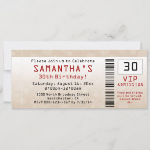 Invitación 30.ª entrada de arena para la fiesta de cumpleaños