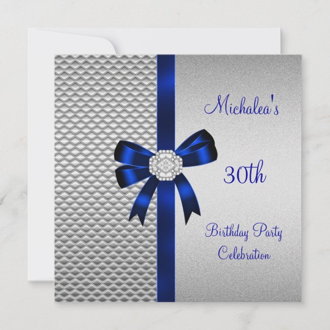 Invitación 30.ª festividad de plata azulejos azul de diamante (Anverso)